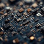 Zbliżenie na płytę główną komputera z elementami elektronicznymi, używaną w projekcie Master HomeLab.