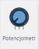 Potencjometr – element elektroniczny do regulacji oporu, widok z góry.
